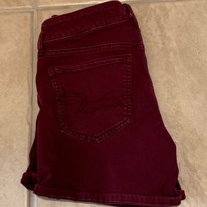 American eagle maroon jean shorts